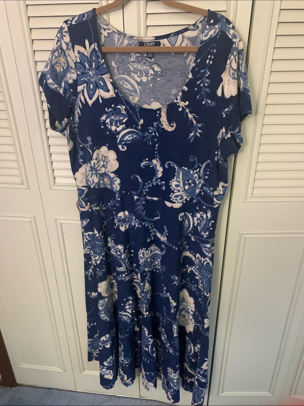 Chaps Navy and White Floral Dress
